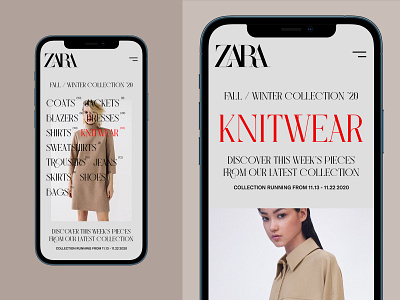 Fall/Winter Collections - Zara (Mobile) design typography ui ui ux design ui design ui ux designer userinterfacedesign website