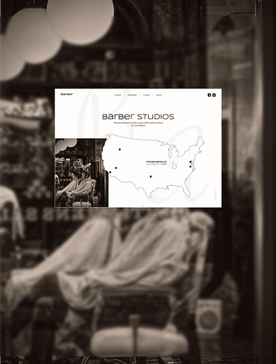 Barber Studios barber barbershop beige design ui ux vintage web website