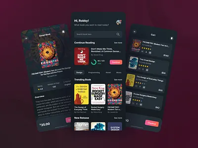 Book Store Mobile Apps - Dark Mode app branding design dribbble freelancer illustration mobile app design mobile ui ui uiux