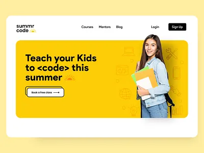 Summr Code landing page design design illustration landingpage minimal ui uiux ux web web design website