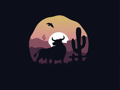 Big bull, big balls animal desert design illustration illustrator negativespace vector