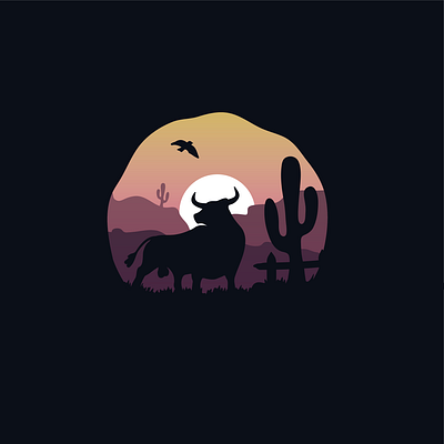 Big bull, big balls animal desert design illustration illustrator negativespace vector