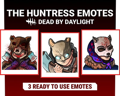 3 The Huntress DBD Emotes / Dead By Daylight / Twitch Emotes anime emotes dead by daylight emote twitch twitch badges twitch emote twitch graphic
