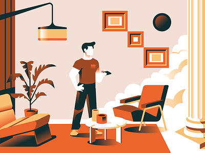 Architect Vidale - Interior design animation architect chair character column design forniture geometric home illustration interior light minimal sofa studio
