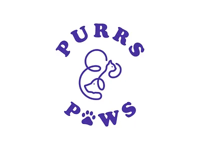 Purrs & Paws cat dog logo paws pet pet grooming purr