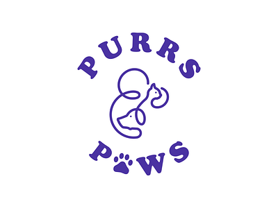 Purrs & Paws cat dog logo paws pet pet grooming purr