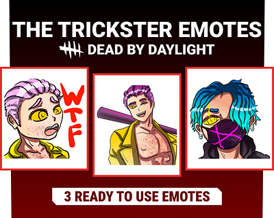 3 The Trickster DBD Emotes / Dead By Daylight / Twitch Emotes anime emotes dead by daylight emote twitch twitch badges twitch emote twitch graphic