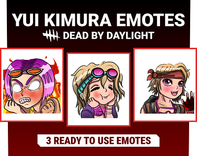 3 Yui Kimura DBD Emotes / Dead By Daylight / Twitch Emotes anime emotes dead by daylight emote twitch twitch badges twitch emote twitch graphic