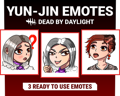 3 Yun-Jin DBD Emotes / Dead By Daylight / Twitch Emotes anime emotes dead by daylight emote twitch twitch badges twitch emote twitch graphic