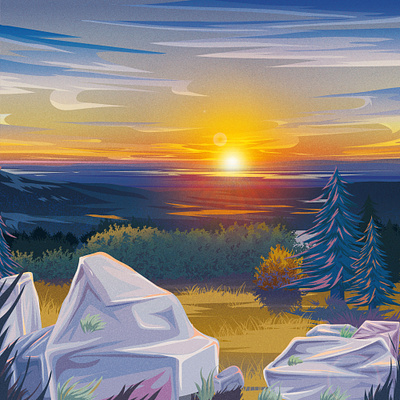Acadia National Park - vector illustration adobe illustrator ai artwork flat art illustration landscape landscape illustration vector vector art vector illustration vectors