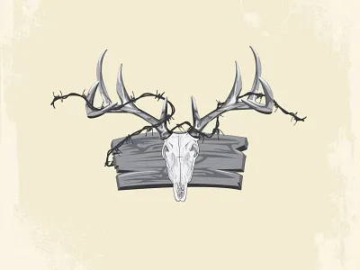 barbed wire antlers animal antler antlers barbed barbed wire deer graphicdesign illustration retro skull trophy vector vintage whitetail