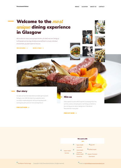 Finally something on Dribbble! food food and drink large image masonry nunito sans orange restaurant source sans pro website