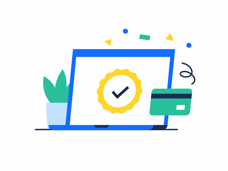 Payment method success animation browser creditcard illustration micro interaction motion motion design motion graphics plant success ui web