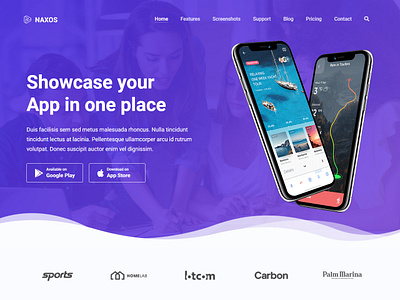 Naxos - App Landing Page Template ajax android app app landing app landing page app store athenastudio creative app landing page ios mobile mobile app landing page