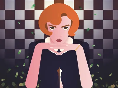Queens Gambit 2d illustration character characterdesign chess flat graphic illustration pills queen queens gambit vector woman womxn