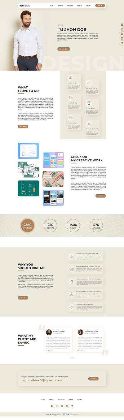 Website Design Template for Personal Portfolio branding design flat icon illustration logo photo portfolio typography ui ux vector