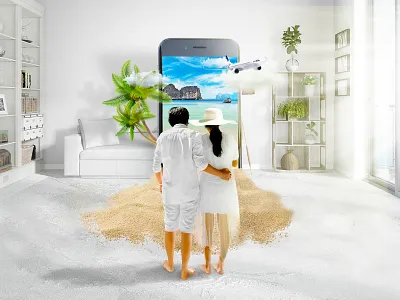 Travel App Social Media Post adobe photoshop advertising art branding couple creative creative design digital illustration graphic design holiday design illustration manipulation post social media post tour tourism tourist trip ui ux designer weekend