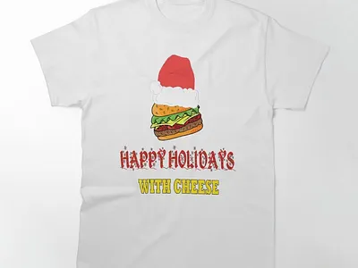 Happy Holidays with Cheese. Christmas cheeseburger gift burger cheese cheeseburger cheeseburger gift christmas christmas is coming christmas shirts gifts hamburger happy holiday happy holidays with chesse holiday design holidays holidays gift pizza santaclaus shirtdesign