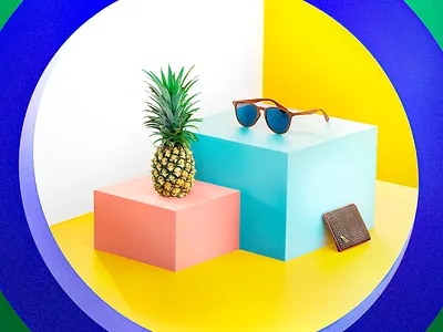 Fin - 3D visualisation accessories 3d artist accessories blender3d brand designer branding agency graphicdesign joren brosens store store design sunglasses surf t shirt