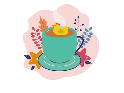 Take it easy Duck coffee cute illustration design drawing duck illustration illustrator study vector