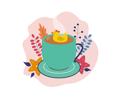 Take it easy Duck coffee cute illustration design drawing duck illustration illustrator study vector