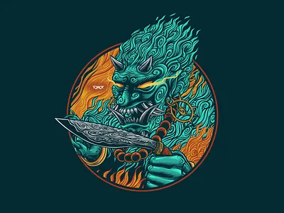 Weapon and Soul apparel clothing culture design digitalart ethnic fire flame god illustrations oni printable spirits vectorart weapons