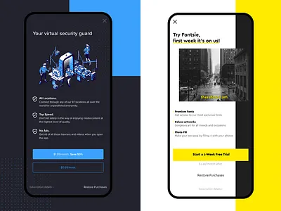 Paywall challenge app appdesign challenge creative dailyui design font ios iphone mockup paywall screen ui uidesign uxui vpn app