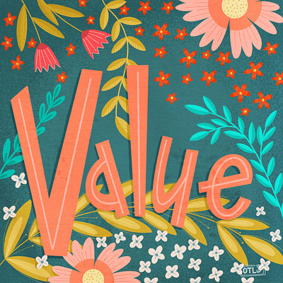 Value design digital floral handdrawn handlettering illustration lettering