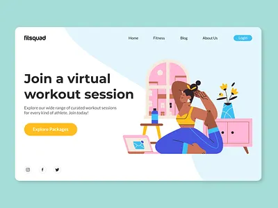 landing page brand identity branding colour design desktop design minimal ui ui design user experience user interface ux virtual virtual workout visual design workout
