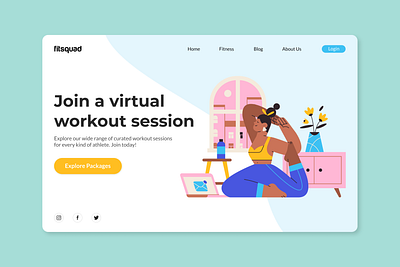 landing page brand identity branding colour design desktop design minimal ui ui design user experience user interface ux virtual virtual workout visual design workout