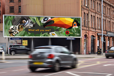 What will you see? 96 sheet animals billboard billboard mockup branding campaign colour design exhibition eyes graphic design illustration illustrator low poly art natural history museum nature photoshop vector