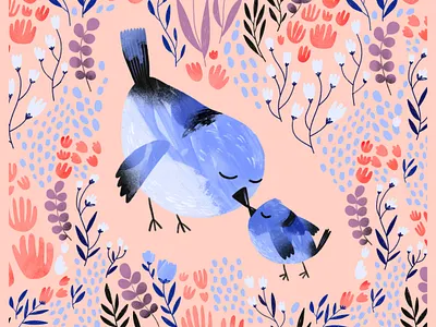 Mama Bird 2d birds character characterdesign digitalart illustration mother pattern procreate texture