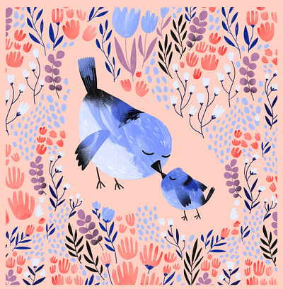 Mama Bird 2d birds character characterdesign digitalart illustration mother pattern procreate texture