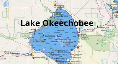 Okeechobee Lake depth map fishing map marine chart nautical chart typography