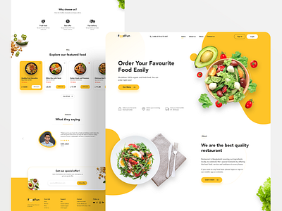 Food landing page - FoodFun catering clean food food delivery food landing page interface landing page product restaurant ui ui design ux web web design web ui web ui ux website