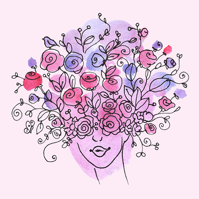 Floral Women Face Creative Watercolor Clipart PNG abstract art clipart creative face floral floral design floral face floral portrait floral women flower clipart girl girl face gogivo illustration instantdownload lady png watercolor painting women women face