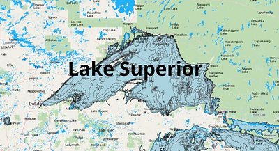 Superior Lake depth map fishing map marine chart nautical chart typography