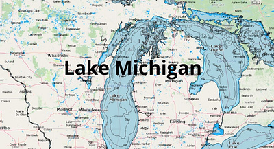 Michigan Lake depth map fishing map marine chart nautical chart typography