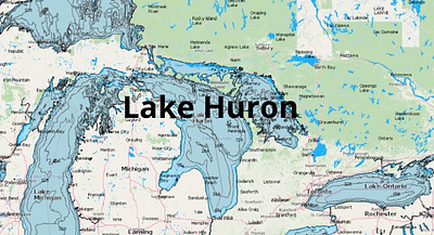 Huron Lake depth map fishing map marine chart nautical chart typography