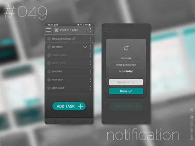 DailyUI 049 daily 100 challenge dailyui dailyuichallenge notification notifications productivity app reminder task due task notification task reminder tasks tasks app to do to do app to do list to do list app uidesign