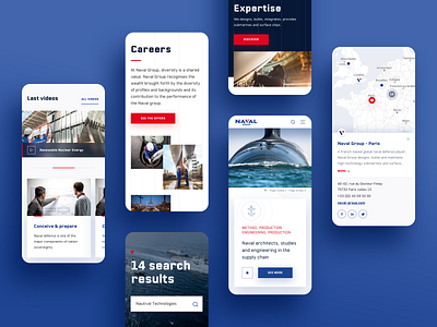 Website of Naval Group - Mobile version app app design blue boat company corporate marine mobile mobile app nautic naval sketch ui user interface ux