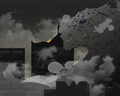 Godzilla background character design drawing fanart godzilla graphicdesign illustration illustrator monster wallpaper