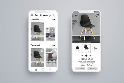 Furniture App UI Design Concept app app design design flat design furniture app graphic graphic design graphicdesign minimal mobile modern simple sketch typography ui uidesign uiux ux vector web