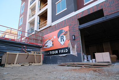 Tiger Field On wall (WIP) badge baseball billboard branding design giants greetings illustration logo mural postcard poster psotcard redding royaltigers shasta sign tigers vintage