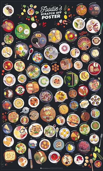 80 World's greatest foods dailyfood deco eating food foodporn gastronomie gastronomy gift healthy illustration miam poster poster art sratchable vector yummy