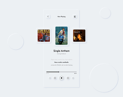 Lyri : Neumorphic Music App UI brand design branding design flat futura icon latest trend minimal mobile mobile app music music app music player navbar neumorphic saver slider typography ui white