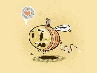 Busy Bee animal art artist bee character design digital art drawing graphic halftone heart illustration illustrator insect ipad art love procreate