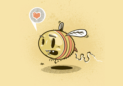 Busy Bee animal art artist bee character design digital art drawing graphic halftone heart illustration illustrator insect ipad art love procreate