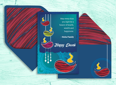 Diwali Greeting Card with Envelope adobe illustrator adobe indesign adobe photoshop branding diwali greetings freelance designer freelancer graphic designer graphicdesign greeting card design greetingcard greetings illustration illustrator logo design logos package design packaging packaging design seasons greetings