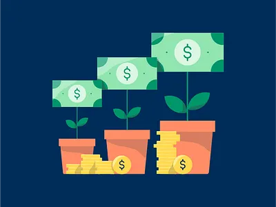 Money Tree illustration branding coins design digital art dollars finance flat gardening green illustration illustration digital minimal money money plant money tree plant plants rich spot illustration